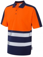 Superior Coolviz Plus High Visibility Orange/Navy Advanced Polo Shirt